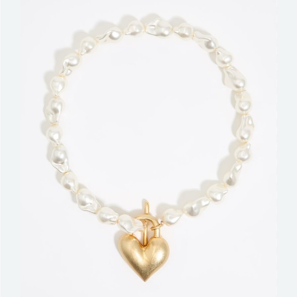 Piper Gold and White Heart Necklace - Picture 3 of 15
